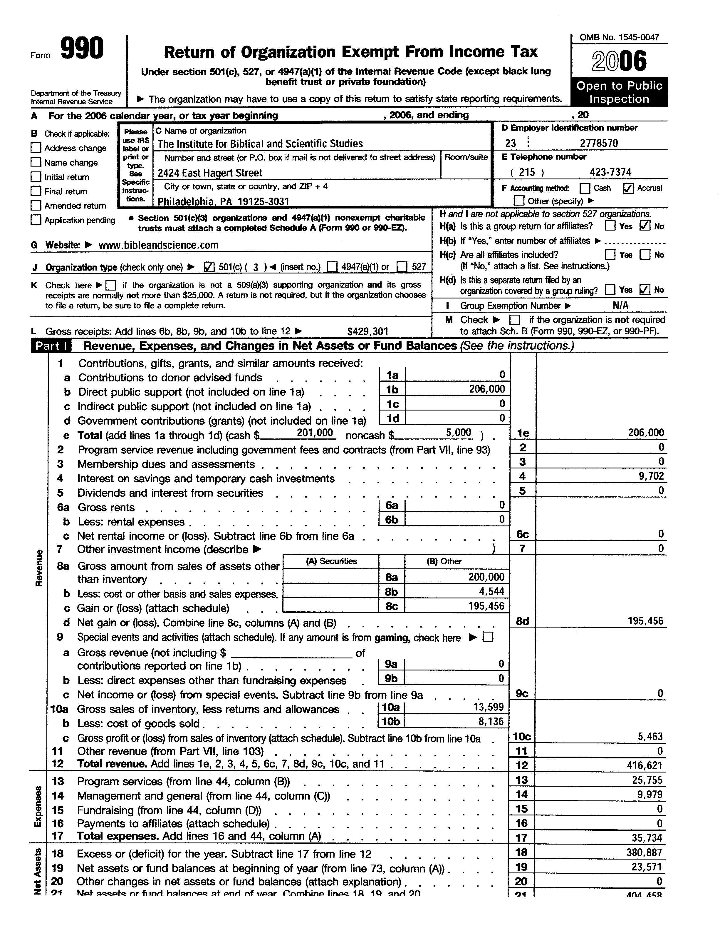 IRS 990 FORM 2006