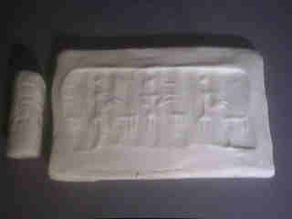 Canaanite Cylinder Seal: Man & Animal Replica - Click Image to Close