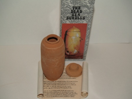 Dead Sea Scrolls in Small Clay Jar Replica - Click Image to Close