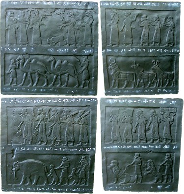 8 panels of Black Obelisk of Shalmaneser III Recreation - Click Image to Close