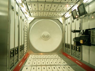 Inside the International Space Station.