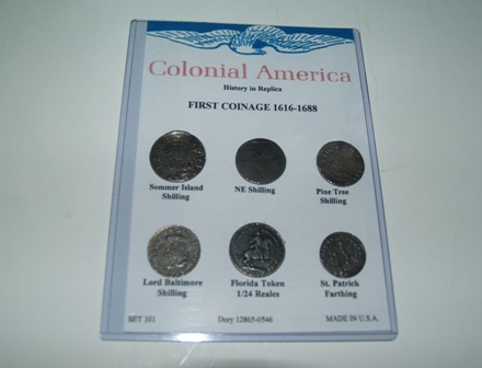 Colonial America Coin Replicas: First Coins 1616-1688